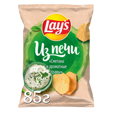 Чипсы запеченные картофельные Lay's Из печи Сметана и ароматные травы, 85г