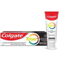 Зубная паста Colgate Total 12 Профессиональная Глубокое Очищение с древесным углем для антибактериальной защиты, 75мл