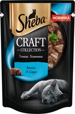 Корм влажный Sheba Craft Collection Тонкие ломтики Лосось в соусе для взрослых кошек, 75г