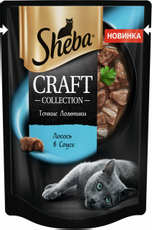 Корм влажный Sheba Craft Collection Тонкие ломтики Лосось в соусе для взрослых кошек, 75г