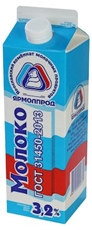 Молоко Ярмолпрод пастеризованное 3.2%, 1л