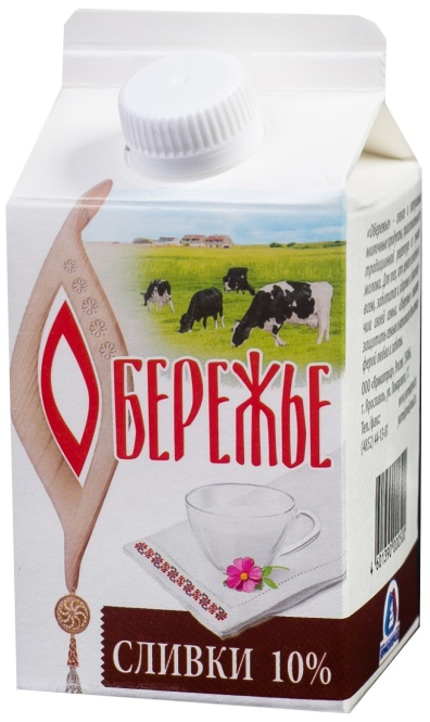 Сливки Ярмолпрод пастеризованные 10%, 500г