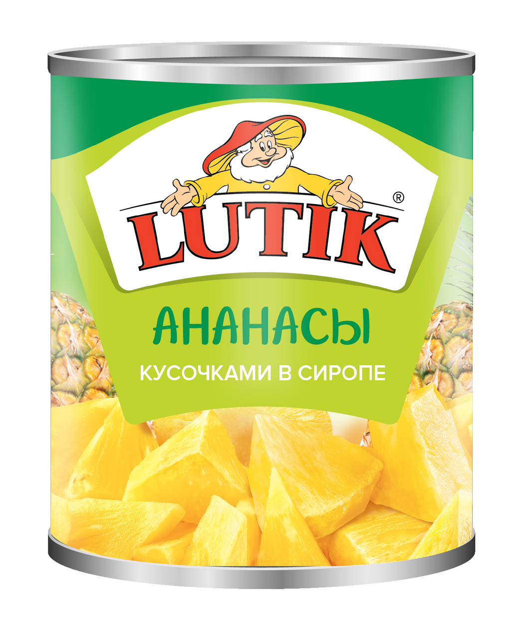 Ананасы Lutik кусочки в сиропе, 850мл