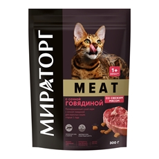 Корм сухой Мираторг Meat для кошек старше 1 года с сочной говядиной, 300г