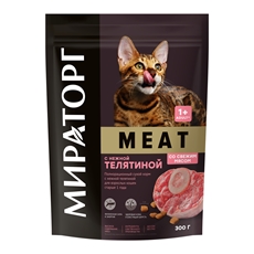 Корм сухой Мираторг Meat для кошек старше 1 года с нежной телятиной, 300г