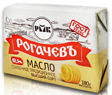 Масло сливочное Рогачев Традиционное ГОСТ 82.5%, 180г