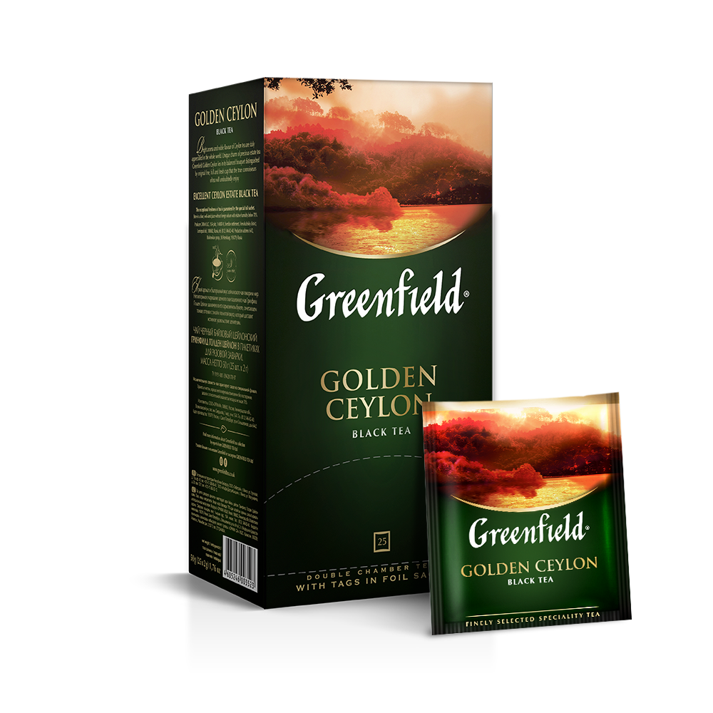 Чай GREENFIELD Golden Ceylon черный пакетированный, 25х2г