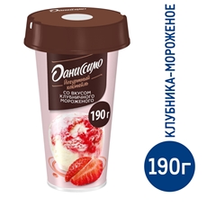 Коктейль йогуртный Даниссимо со вкусом клубничного мороженого 2.6%, 190г