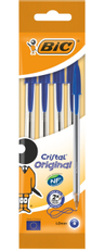 Ручка шариковая BIC Cristal оригинальная синяя, 4 шт