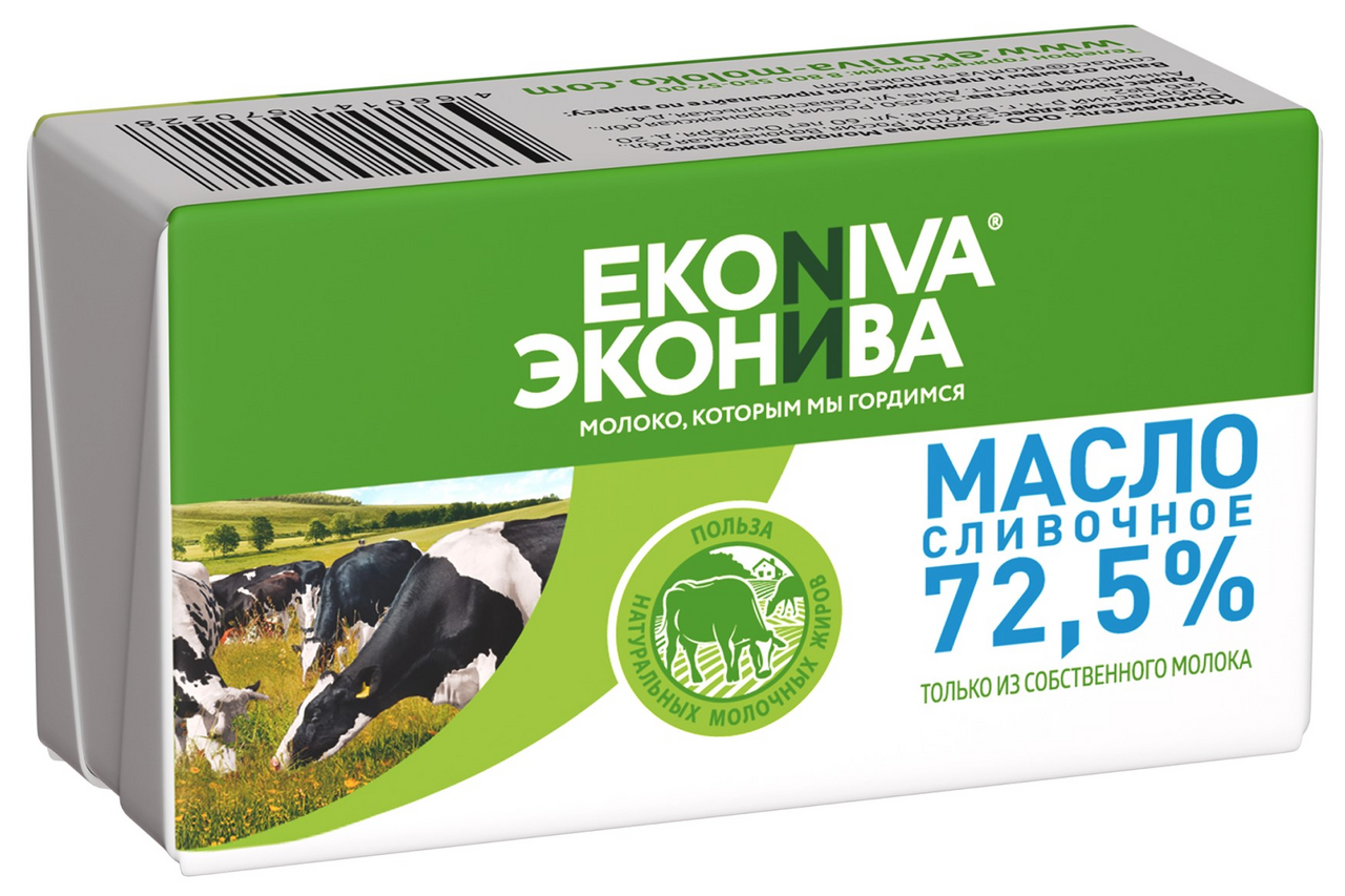Масло сливочное Эконива Крестьянское ГОСТ 72.5%, 180г