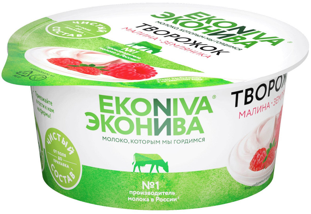 Творожок Эконива с малиной и земляникой 5%, 125г