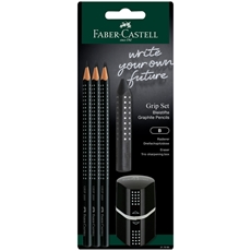 Набор карандашей чернографитных Faber-Castell Grip 2001 с ластиком и точилкой, 3шт