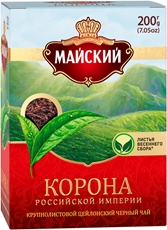 Чай Майский Корона Российской Империи черный цейлонский крупнолистовой, 200г x 18 шт