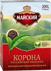 Чай Майский Корона Российской Империи черный цейлонский крупнолистовой, 200г x 12 шт