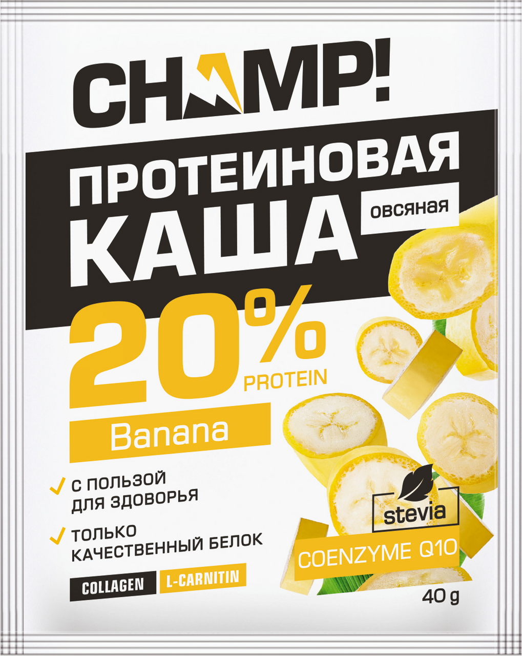 Каша Леовит Champ Q10 овсяная протеиновая с бананом, 40г купить с ...