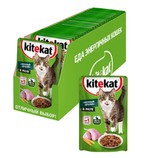 Корм влажный Kitekat Нежный кролик в желе для взрослых кошек, 85г x 28 шт
