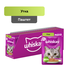 Корм влажный Whiskas паштет для взрослых кошек с уткой, 75г x 24 шт