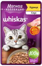 Корм влажный Whiskas Мясная коллекция для взрослых кошек курица в соусе, 75г