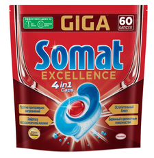 Капсулы для посудомоечной машины Сомат Excellence 4в1, 60шт