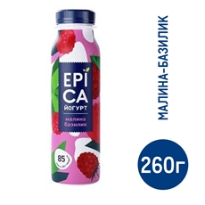 Йогурт питьевой Epica малина базилик 2.5%, 260г