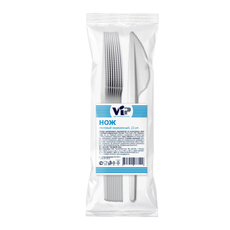 Нож одноразовый Vip пластиковый белый 16.5см, 12шт