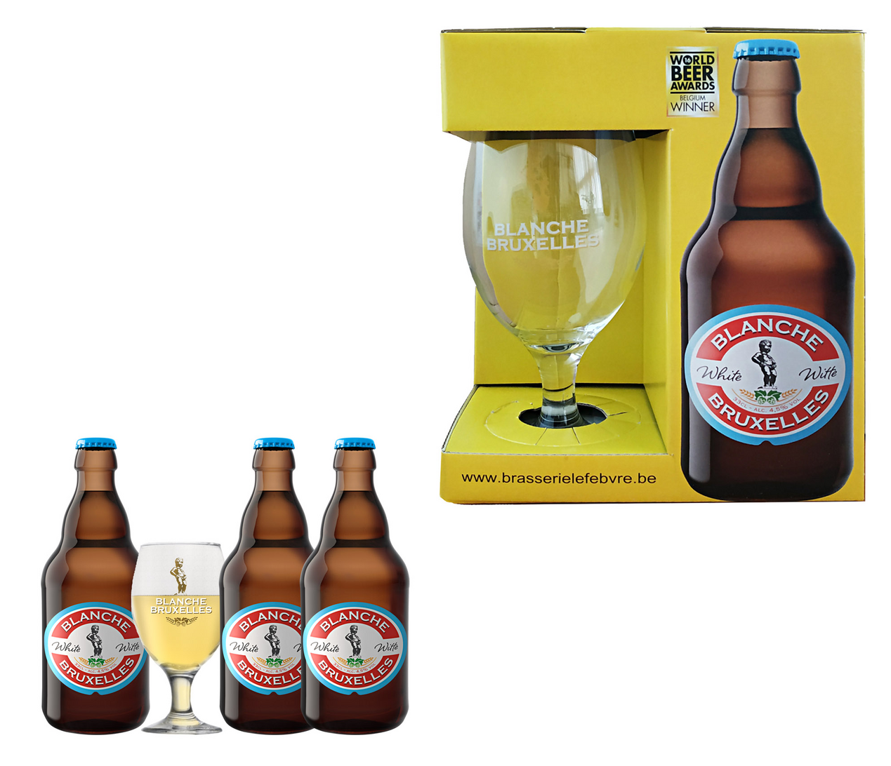 Изображение товара Набор пивной Blanche Bruxelles + бокал, 0.33л x 3 шт