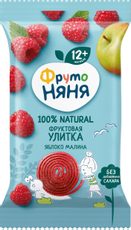 Кусочки фруктовые детские ФрутоНяня Улитки Яблоко и малина с 12 месяцев, 15г
