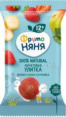 Кусочки фруктовые детские ФрутоНяня Улитки Яблоко, клубника и банан с 12 месяцев, 15г