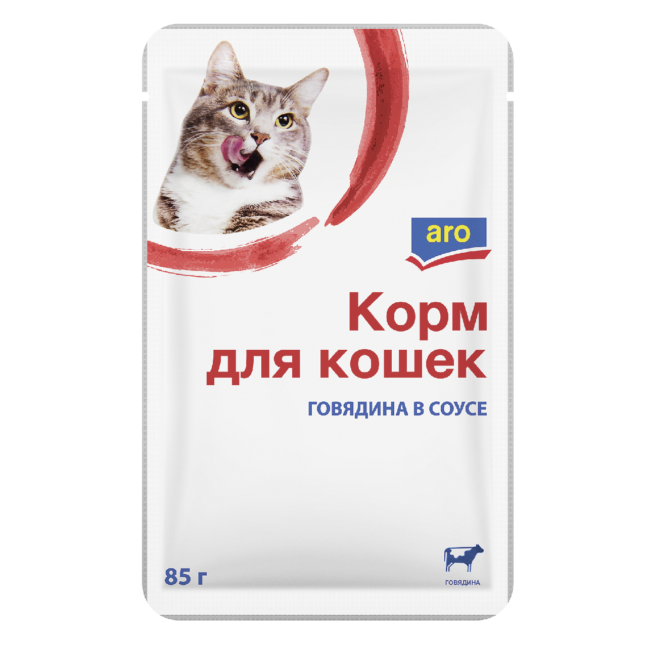 Изображение товара aro Корм влажный для кошек говядина в соусе, 85г