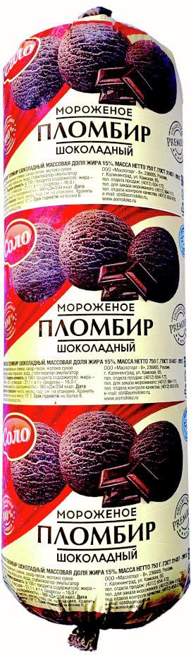 Мороженое пломбир Соло Шоколадное 15%, 750г