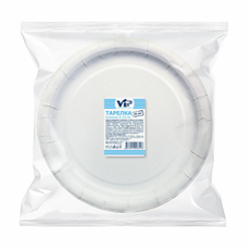 Тарелка одноразовая Vip бумажная бело-зеленая 23см, 25шт