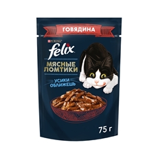 Корм влажный Felix Мясные ломтики для взрослых кошек с говядиной в соусе, 75г