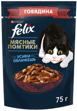Корм влажный Felix Мясные ломтики для взрослых кошек с говядиной, 75г