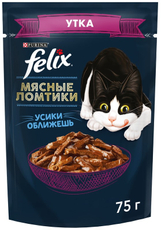 Корм влажный Felix Мясные ломтики для взрослых кошек с уткой, 75г