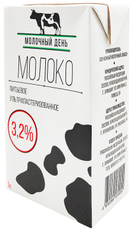 Молоко Молочный день ультрапастеризованное 3.2%, 1л