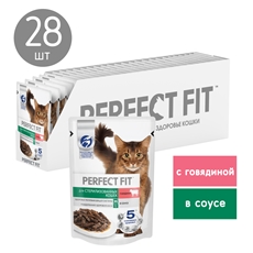 Корм влажный Perfect Fit для стерилизованных кошек говядина, 75г x 28 шт