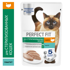 Корм влажный Perfect Fit паштет для стерилизованных кошек старше 7 лет индейка, 75г