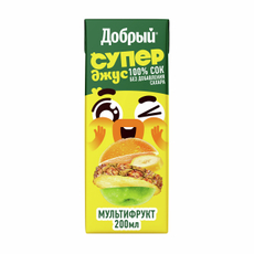 Сок Добрый Active kid мультифруктовый, обогащенный витаминным комплексом, 200мл