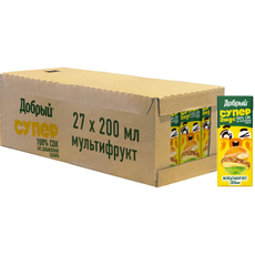 Сок Добрый Active kid мультифруктовый, обогащенный витаминным комплексом, 200мл x 27 шт