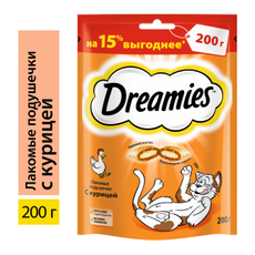 Лакомство Dreamies Лакомые подушечки для кошек с курицей, 200г