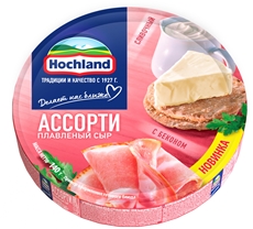 Сыр плавленый Hochland Ассорти сливочный с беконом, 140г