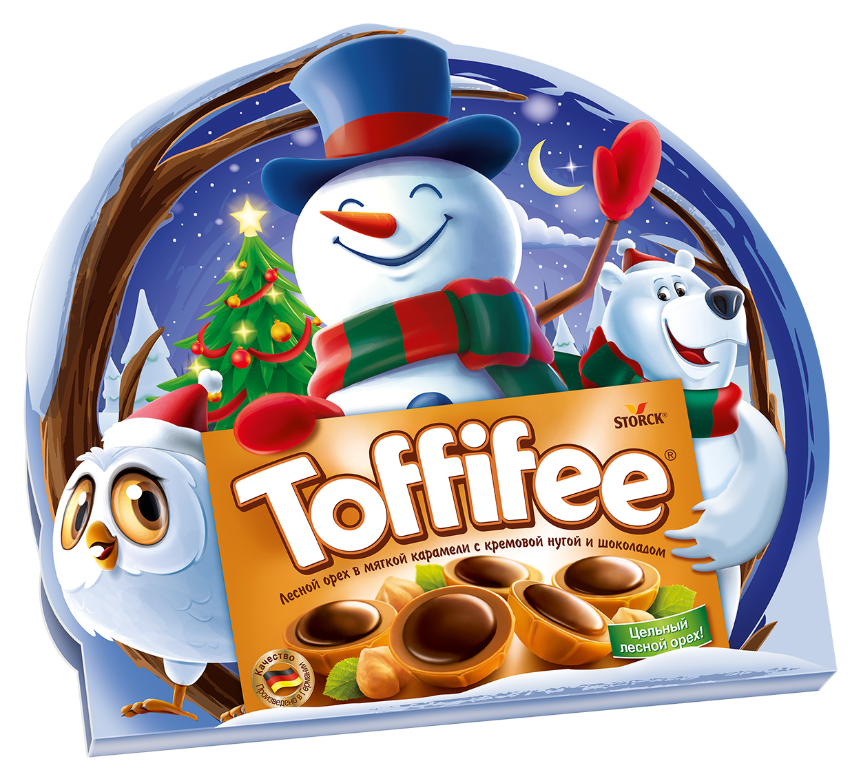 Конфеты шоколадные Toffifee Санта в подарочной упаковке, 125г