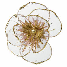 Украшение новогоднее Цветок на клипсе в ассортименте, 12см