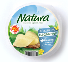 Сыр Natura сливочный легкий полутвердый 16%, 200г