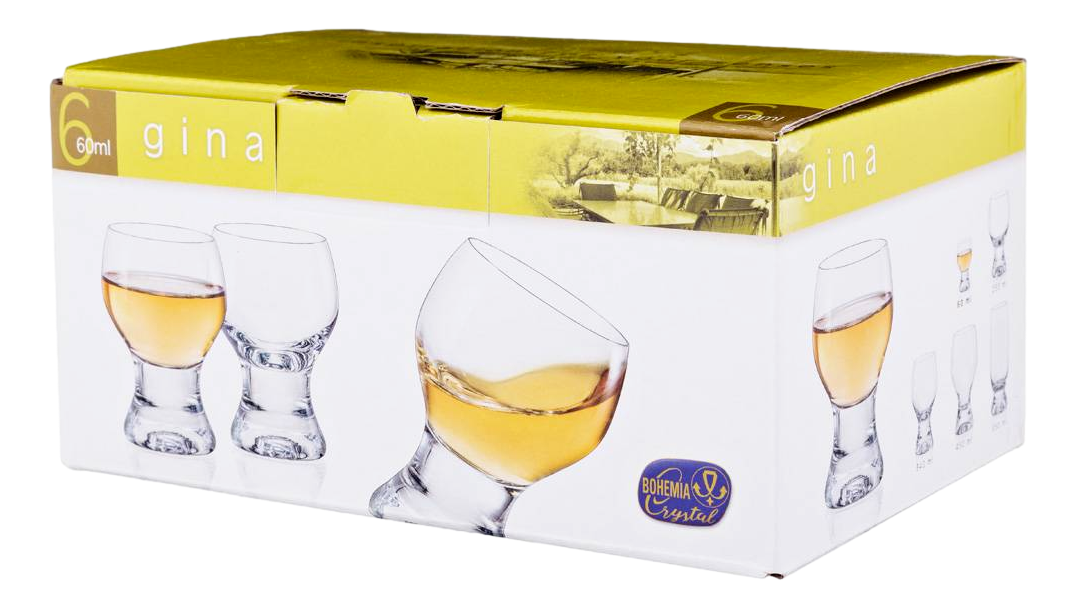 Изображение товара Набор рюмок для ликера Crystal Bohemia Gina 6 шт 60 мл из чешского стекла