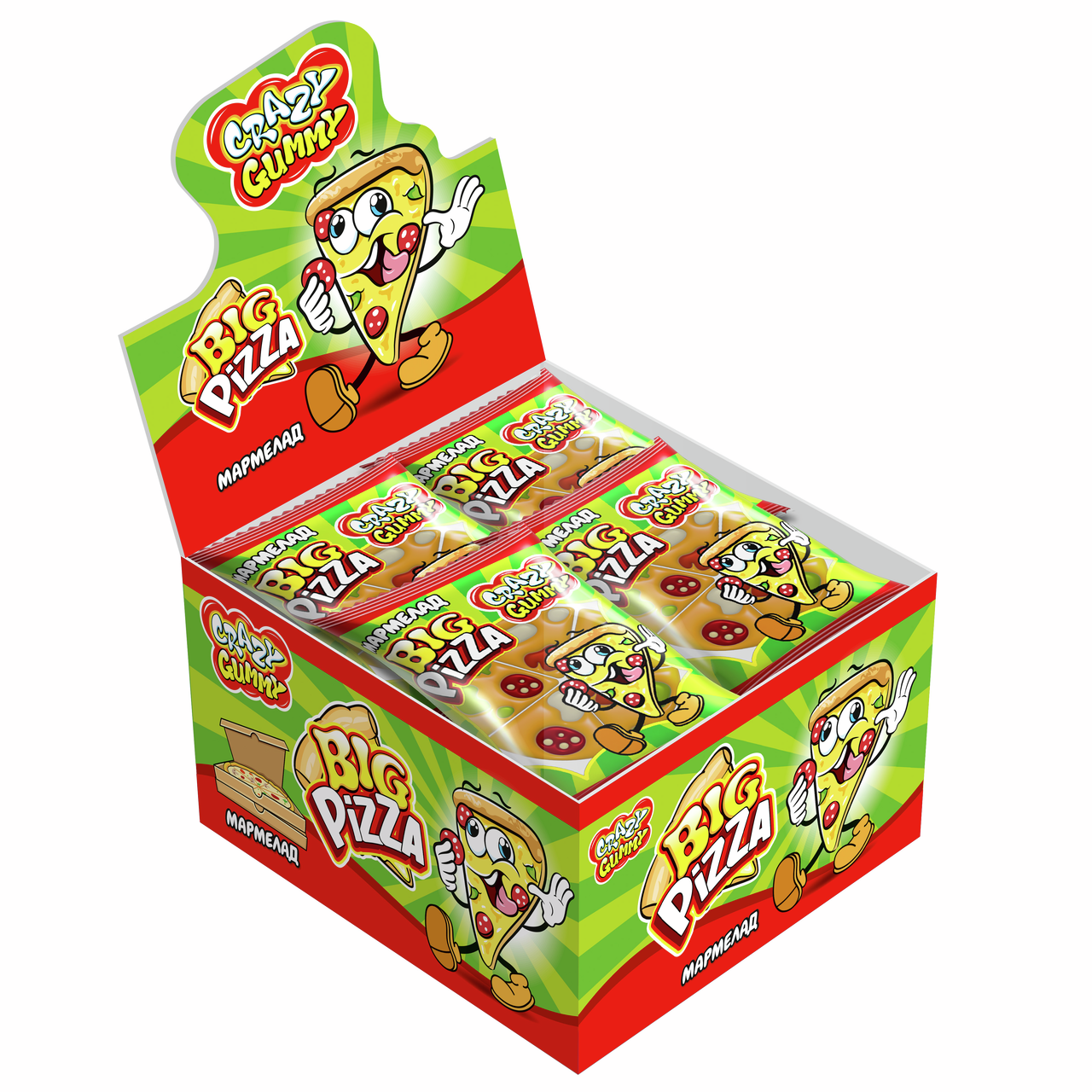 Мармелад жевательный Канди клаб Crazy Gummy Big Pizza, 16г x 36 шт