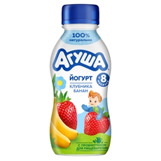 Йогурт питьевой Агуша клубника, банан 2.7%, 180г