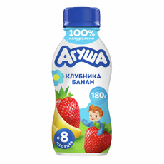 Йогурт питьевой детский Агуша Клубника и банан 2.7% с 8 месяцев, 180г