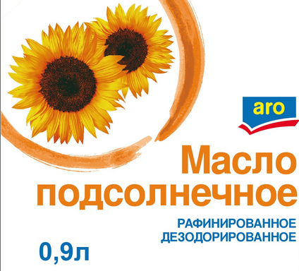 aro Подсолнечное масло рафинированное дезодорированное, 900мл