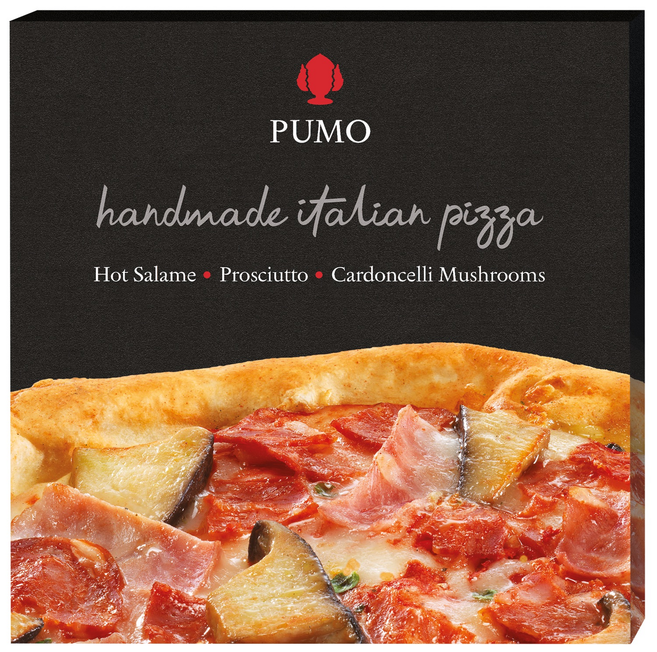 пицца pumo с салями прошутто и грибами кардончелли 340 г. замороженная пицца пумо. итальянская пицца замороженная. замороженная пицца пумо. пицца пума.